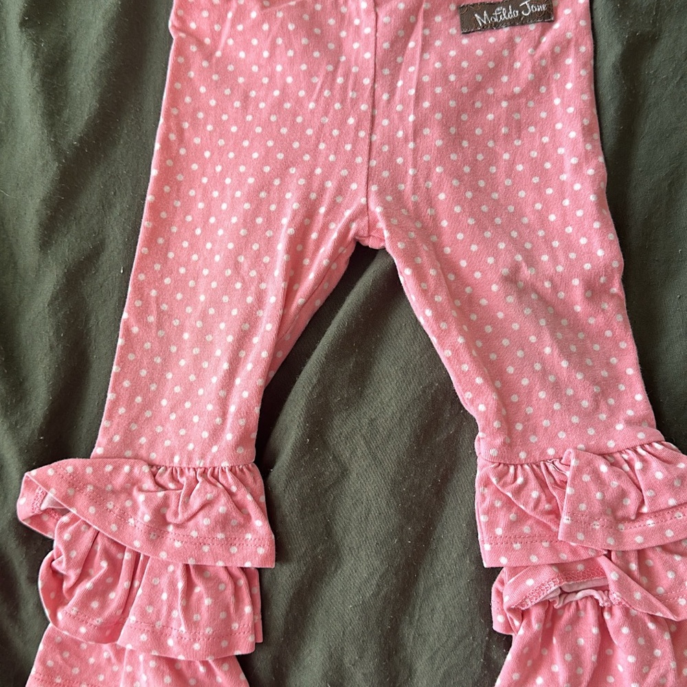 Matilda Jane Pink Ruffle Polka Dot Leggings